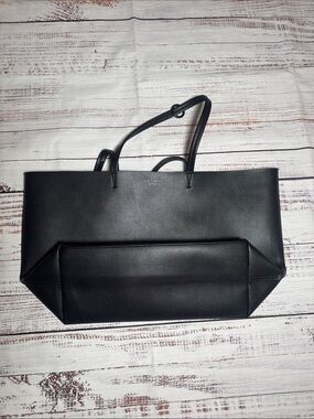 Victoria's Secret Black Structured Faux Leather Large Tote